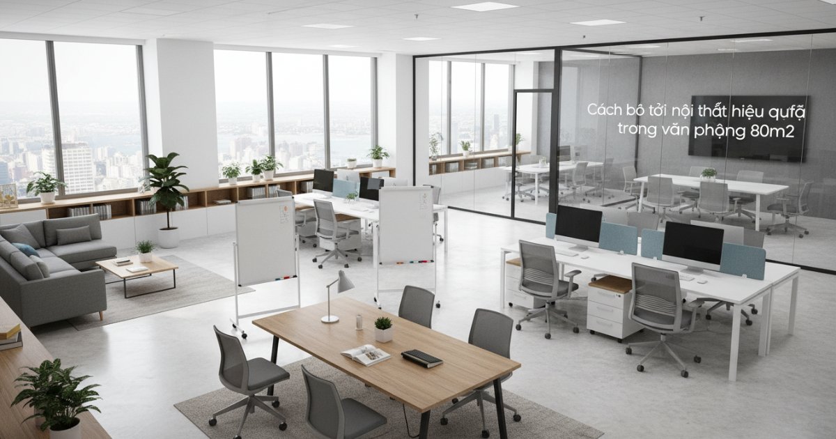 Cách bố trí nội thất hiệu quả trong văn phòng 80m2
