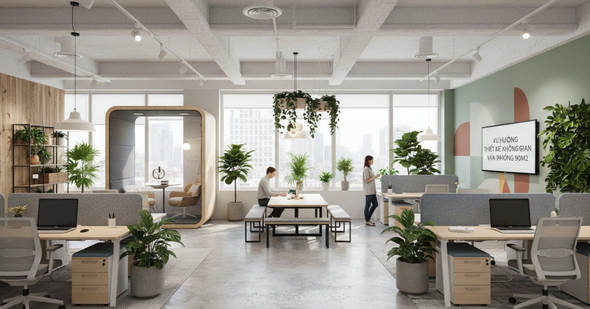 Xu hướng thiết kế không gian cho văn phòng 90m2 hiện nay