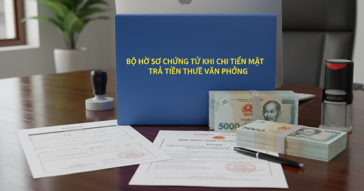 Bộ hồ sơ chứng từ khi chi tiền mặt trả tiền thuê văn phòng