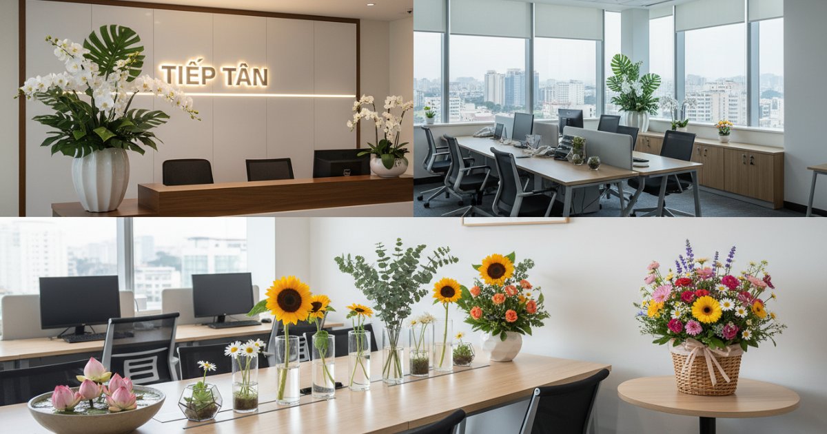 Cách bài trí hoa trang trí văn phòng tại các khu vực chức năng