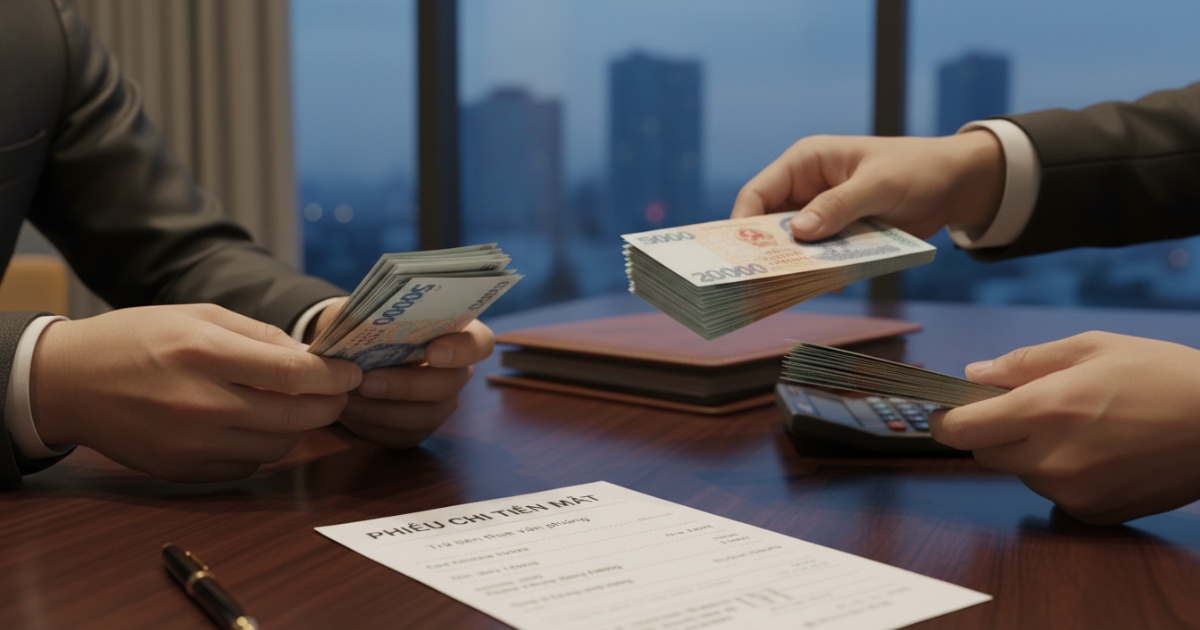 chi tiền mặt trả tiền thuê văn phòng