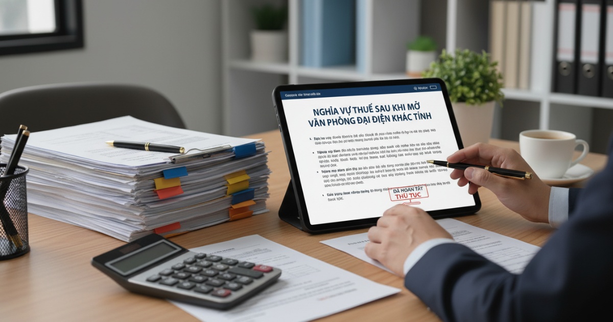 Nghĩa vụ thuế sau khi hoàn tất thủ tục mở văn phòng đại diện khác tỉnh