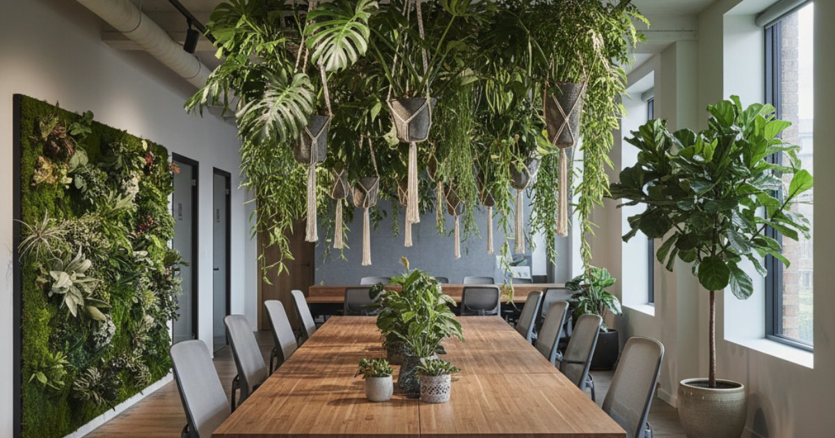 Trang trí cây xanh tạo điểm nhấn cho không gian làm việc