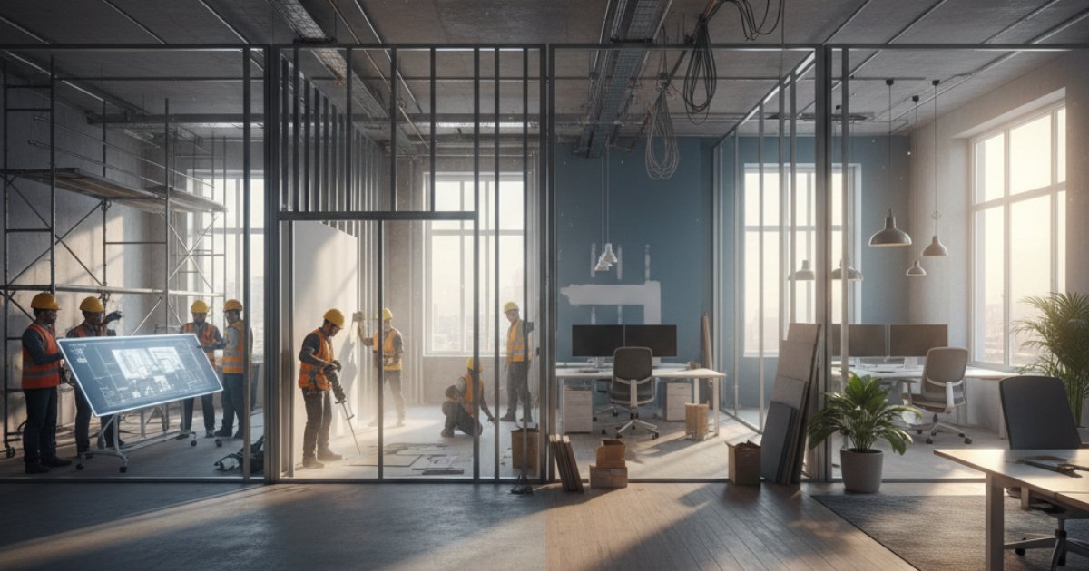 Quy trình triển khai thi công và thiết kế văn phòng 60m2