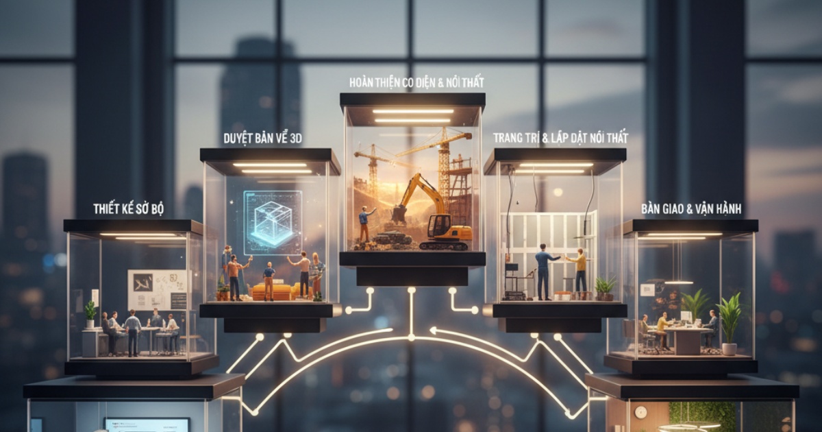 Quy trình triển khai thi công và thiết kế văn phòng 90m2 đạt chuẩn